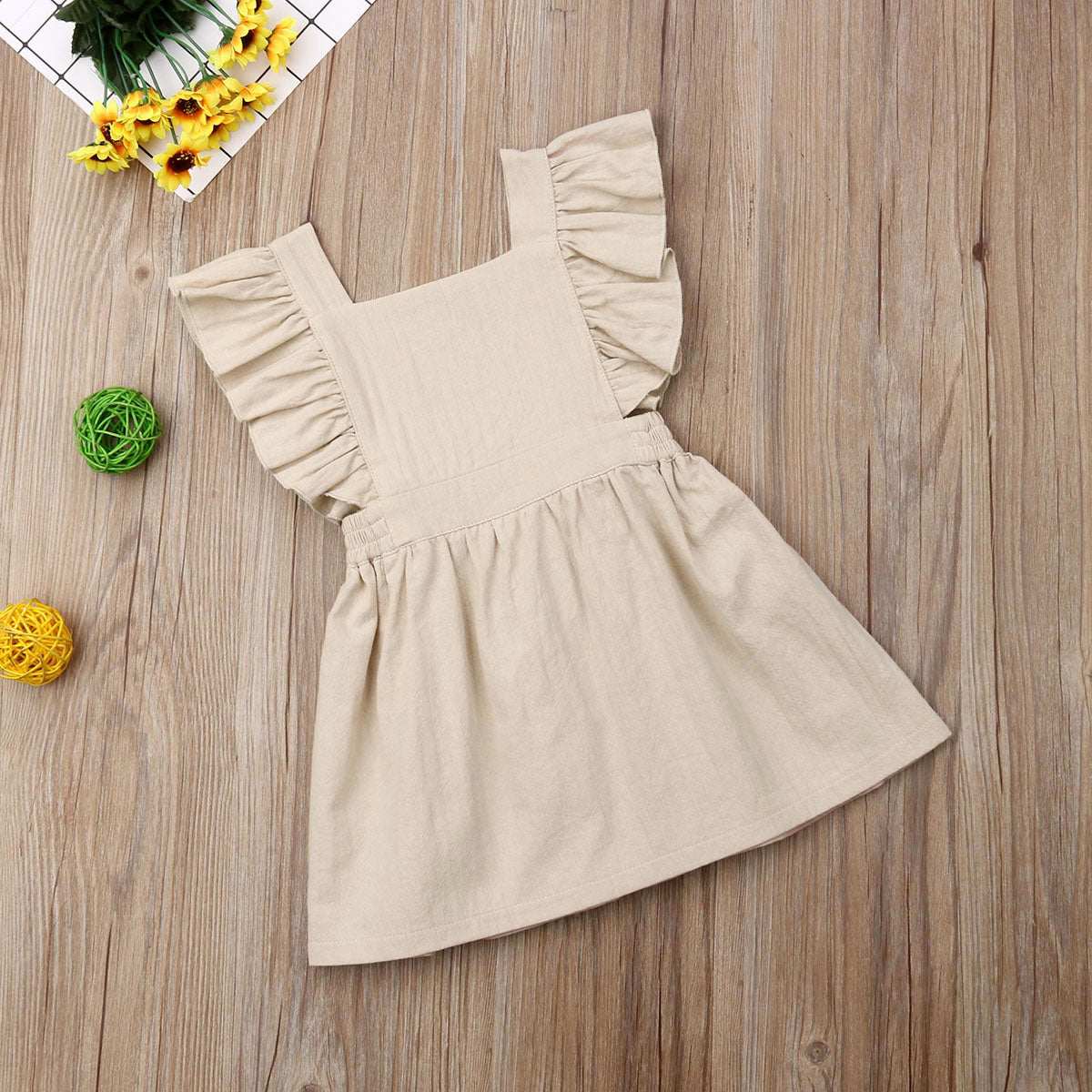 Naomi Baby Girl Khaki Sleeveless Solid Dress