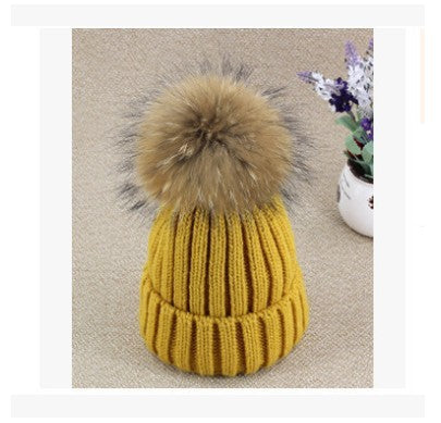 Autumn and winter hair ball children's wool hat