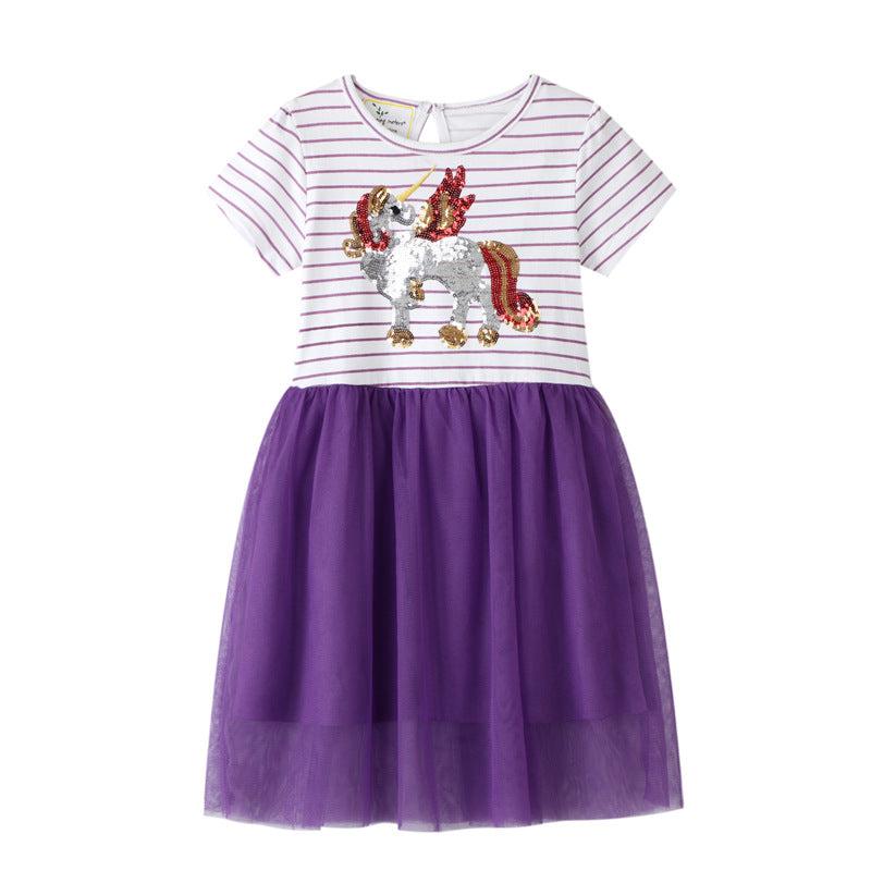 Girls Unicorn Knitted Short-Sleeved Dress