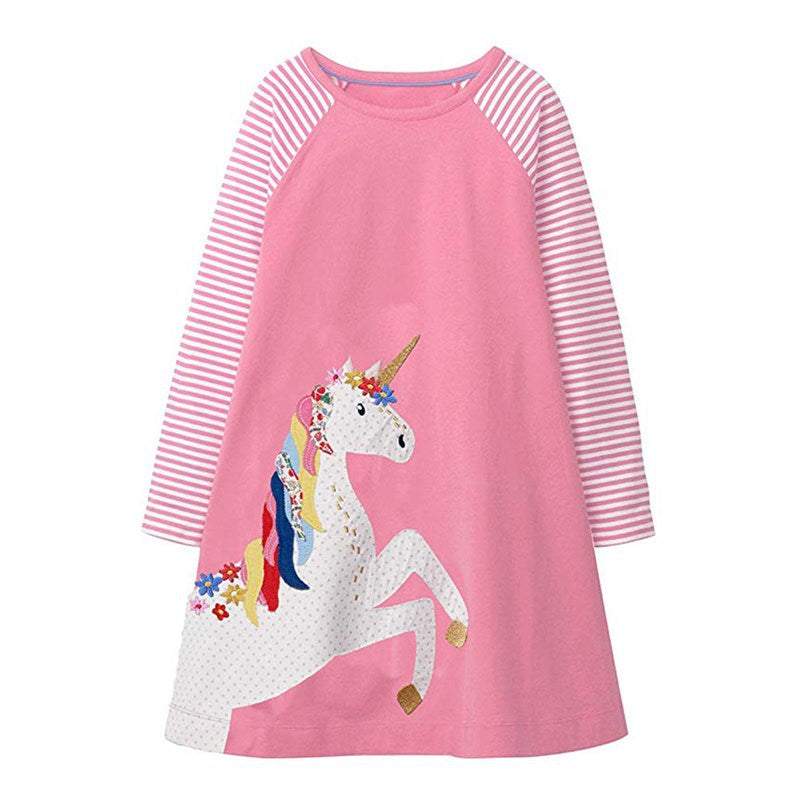 Toddler Girl Unicorn Long Sleeve Dress