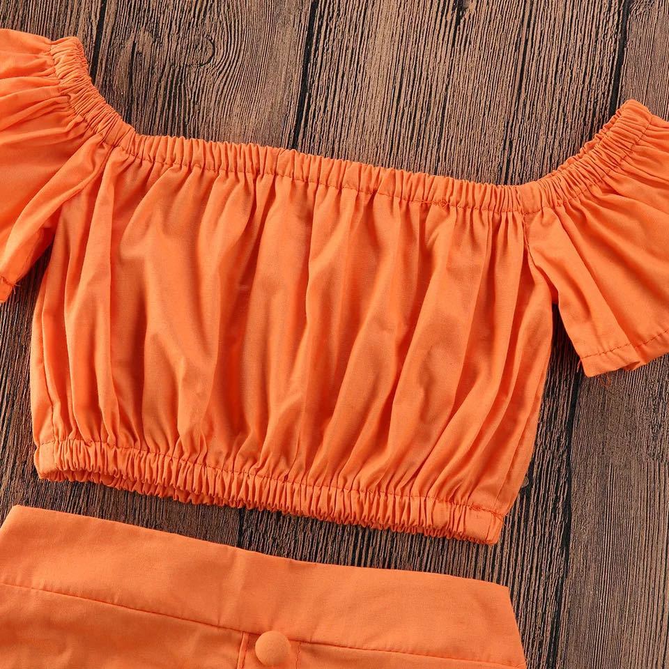 Girls Orange Cute Skirt Set