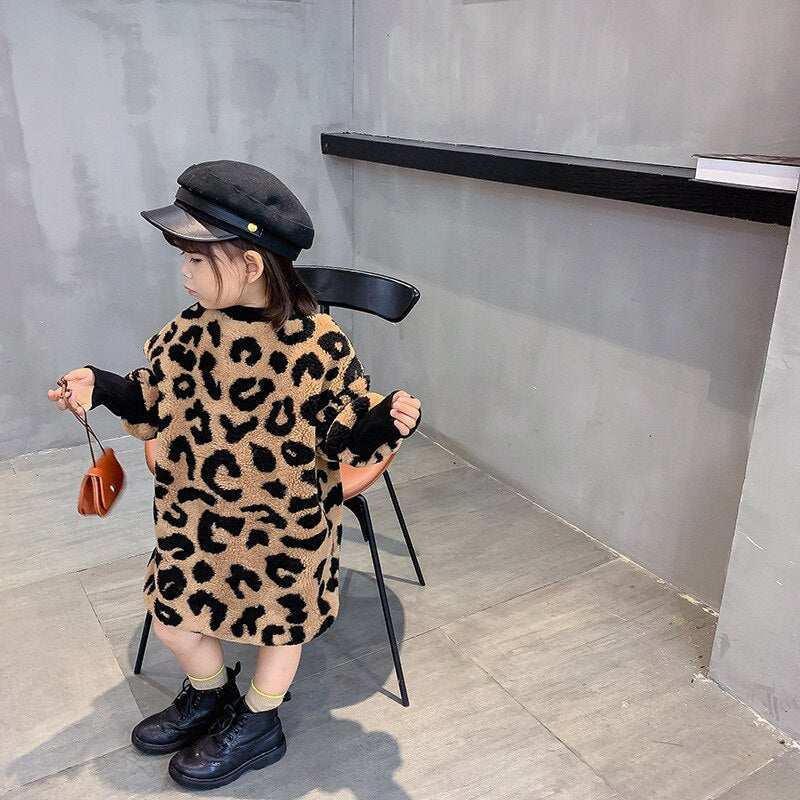 Autumn Winter Long Sleeve Leopard Long Style Top