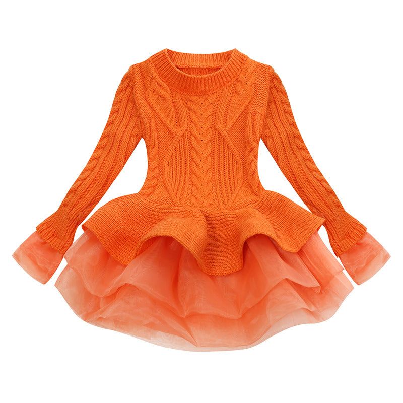 Classy Warm Sweater TuTu Girl Dress