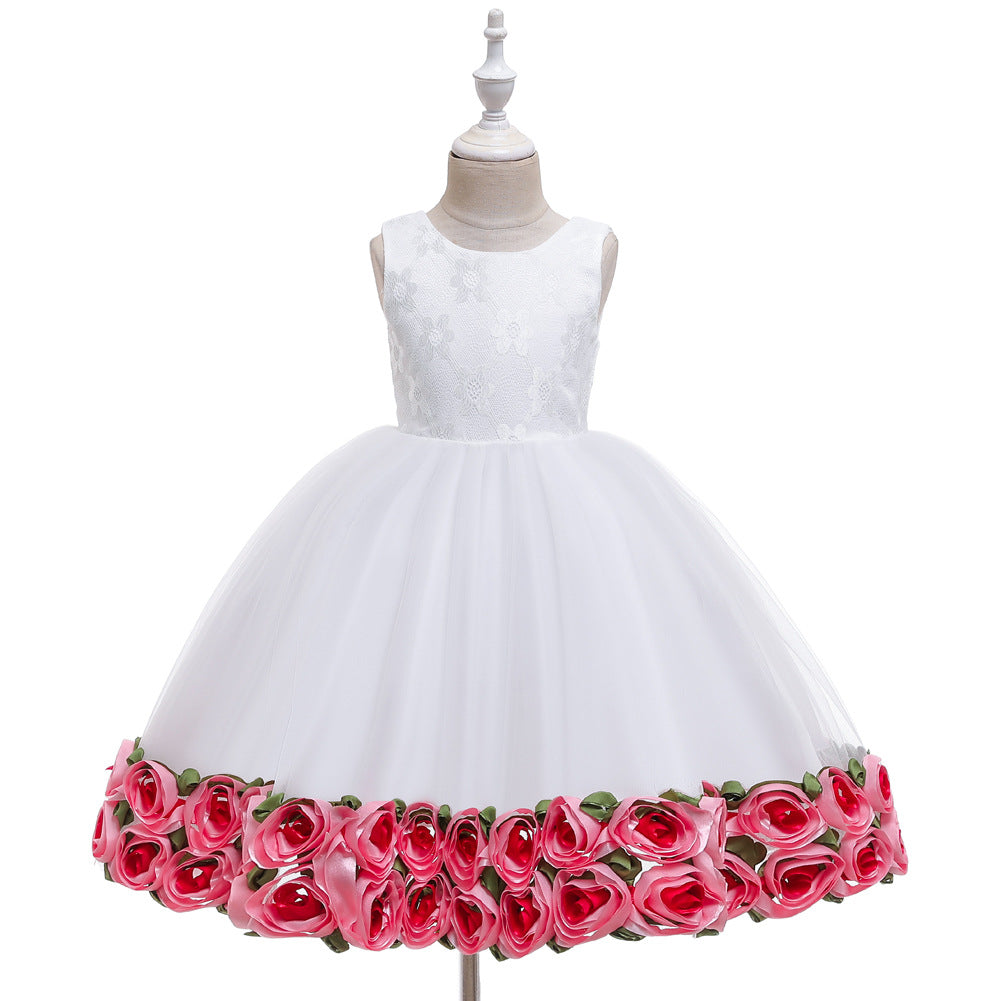 Girls Rose Bottom Mesh Dress