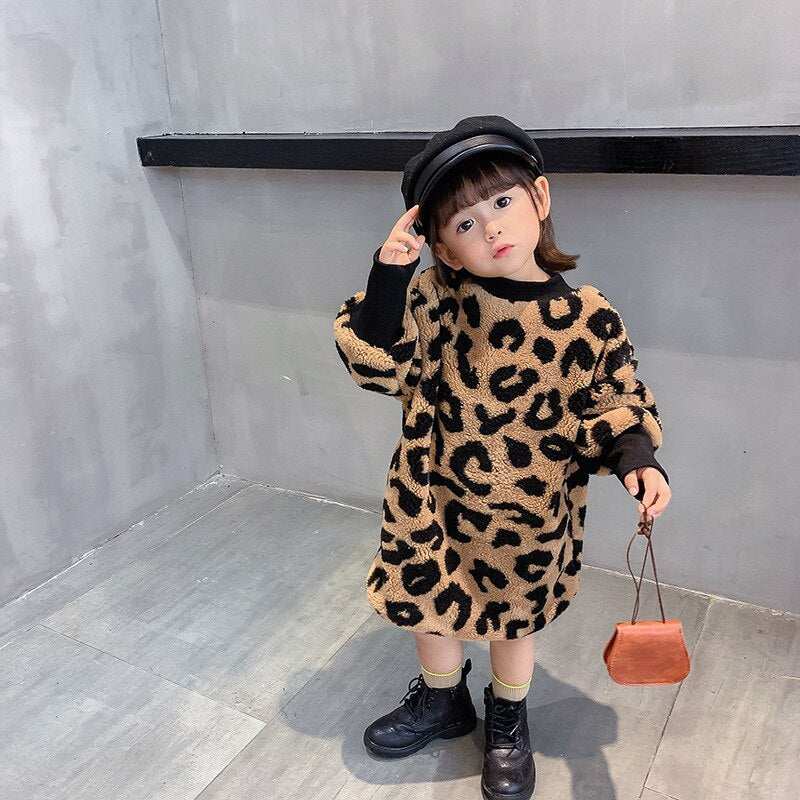 Autumn Winter Long Sleeve Leopard Long Style Top