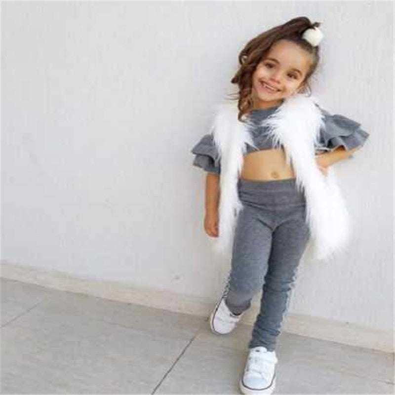 Girls Romper Sleeves 2pc Outfit Set