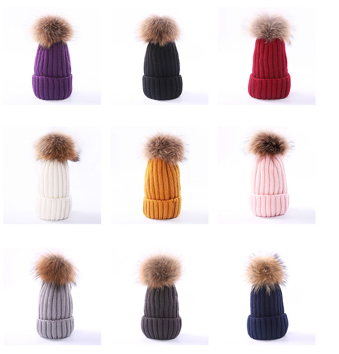 Autumn and winter hair ball children's wool hat