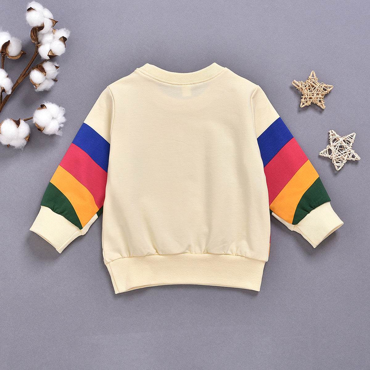 Rainbow Print Long Sleeved Round Neck Sweater