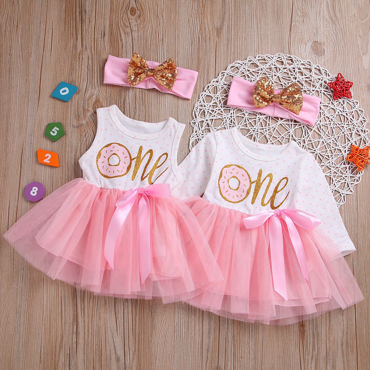 One Birthday Long Sleeve or Sleeveless Net Yarn Dress
