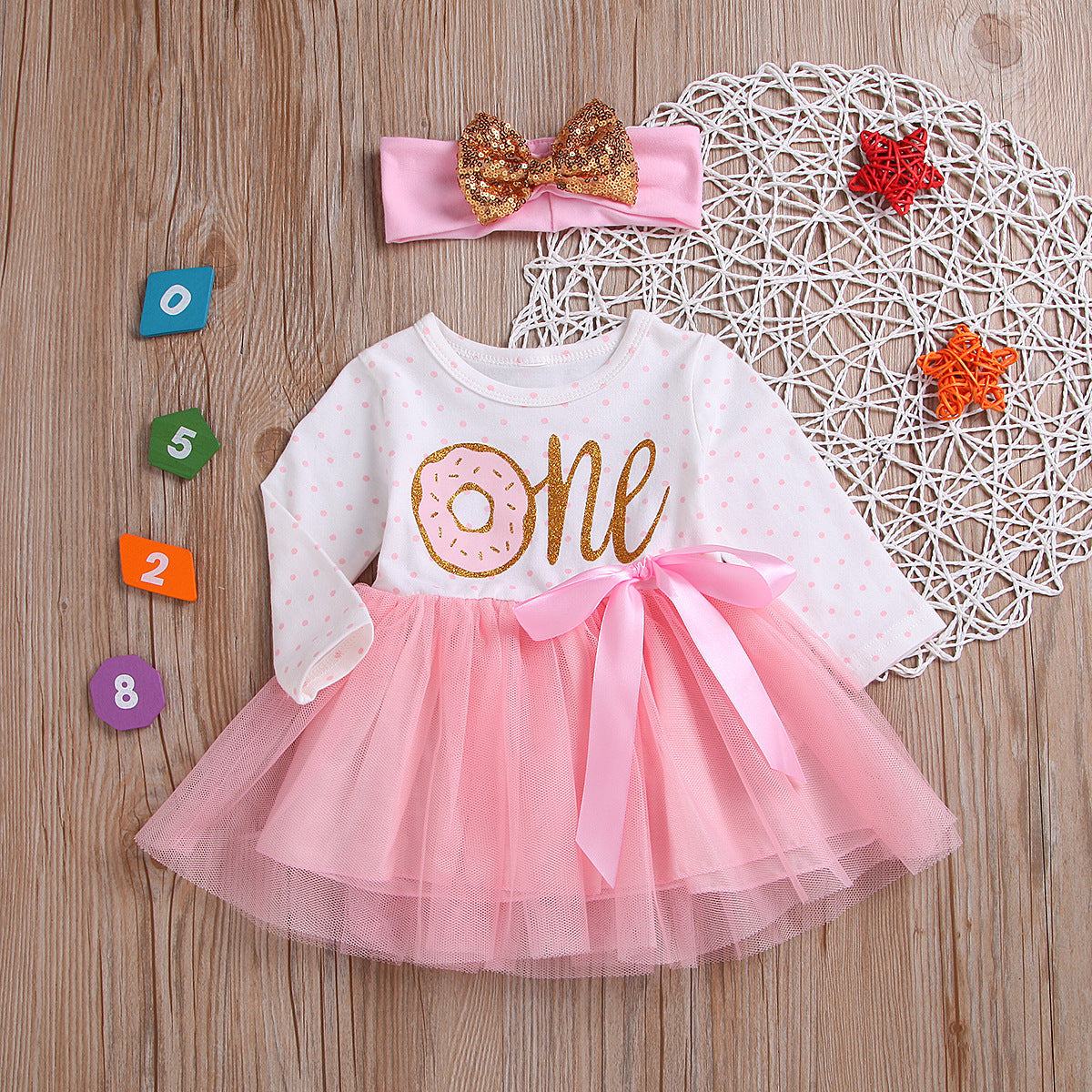 One Birthday Long Sleeve or Sleeveless Net Yarn Dress