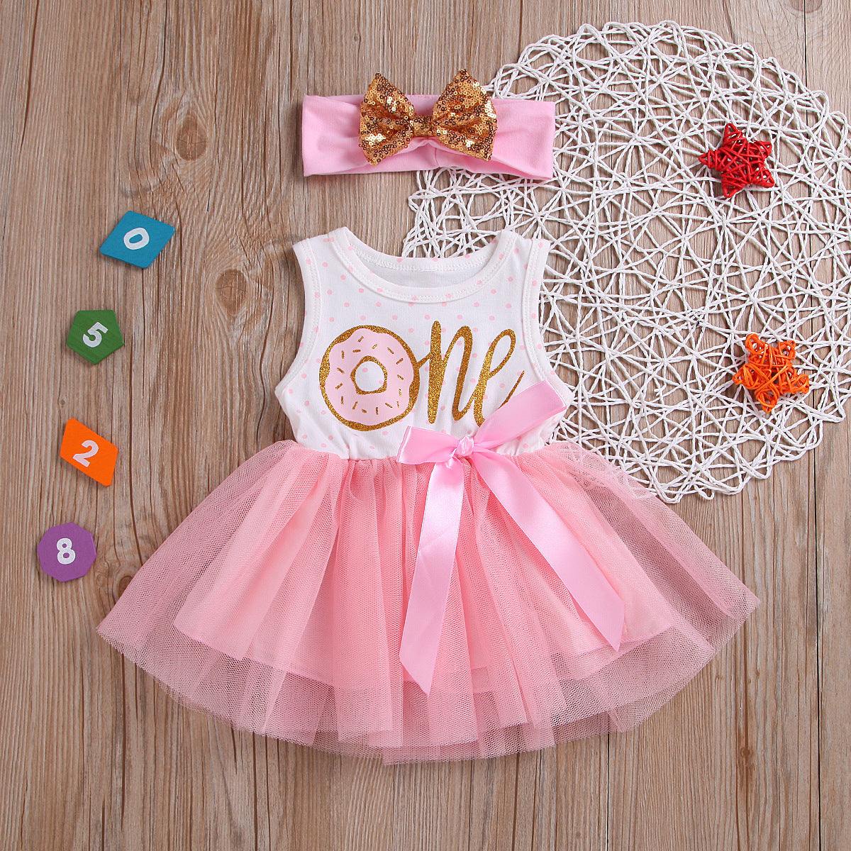 One Birthday Long Sleeve or Sleeveless Net Yarn Dress