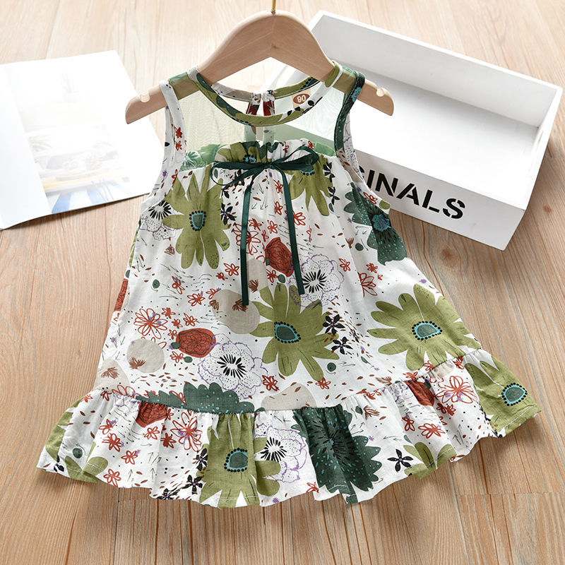Little Girls Floral Vest Knit Dress