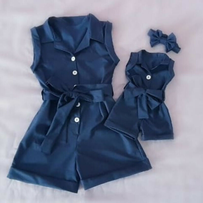 Girls Casual Sleeveless Denim Romper