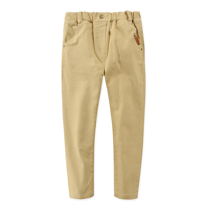 Children's Stretch Cotton Trousers Slim-Fit Middle-Aged Boys