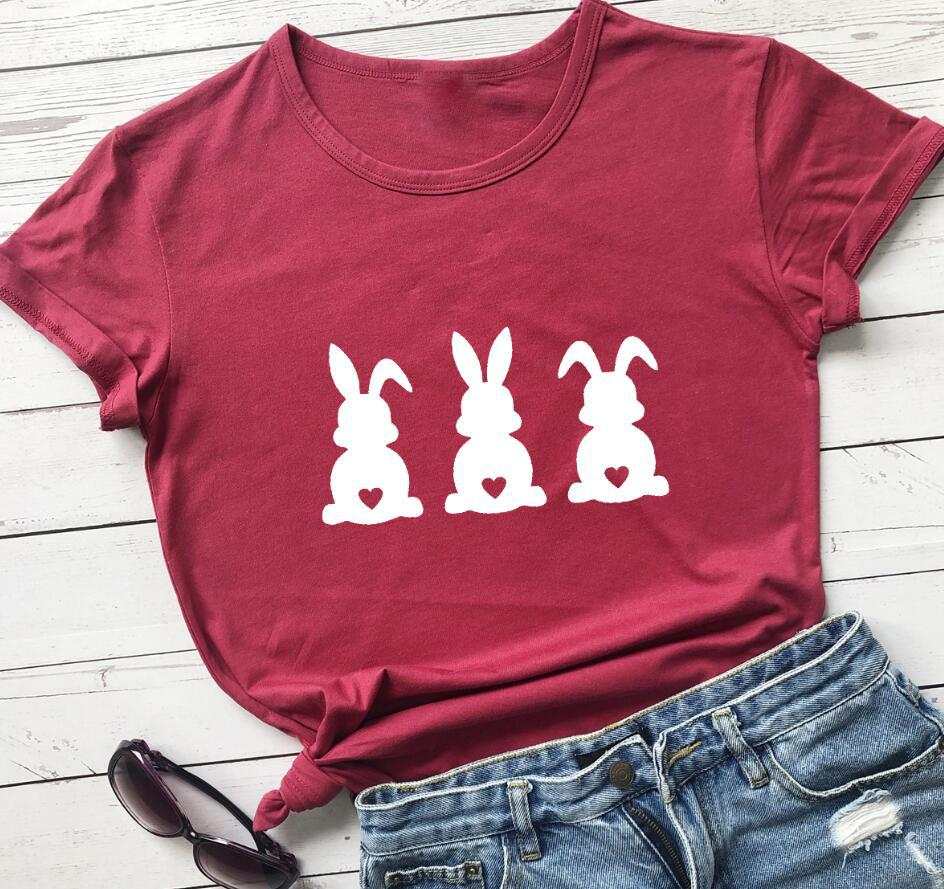 Easter Love Bunny pattern print short sleeve cotton shirt with bunny silhouettes.