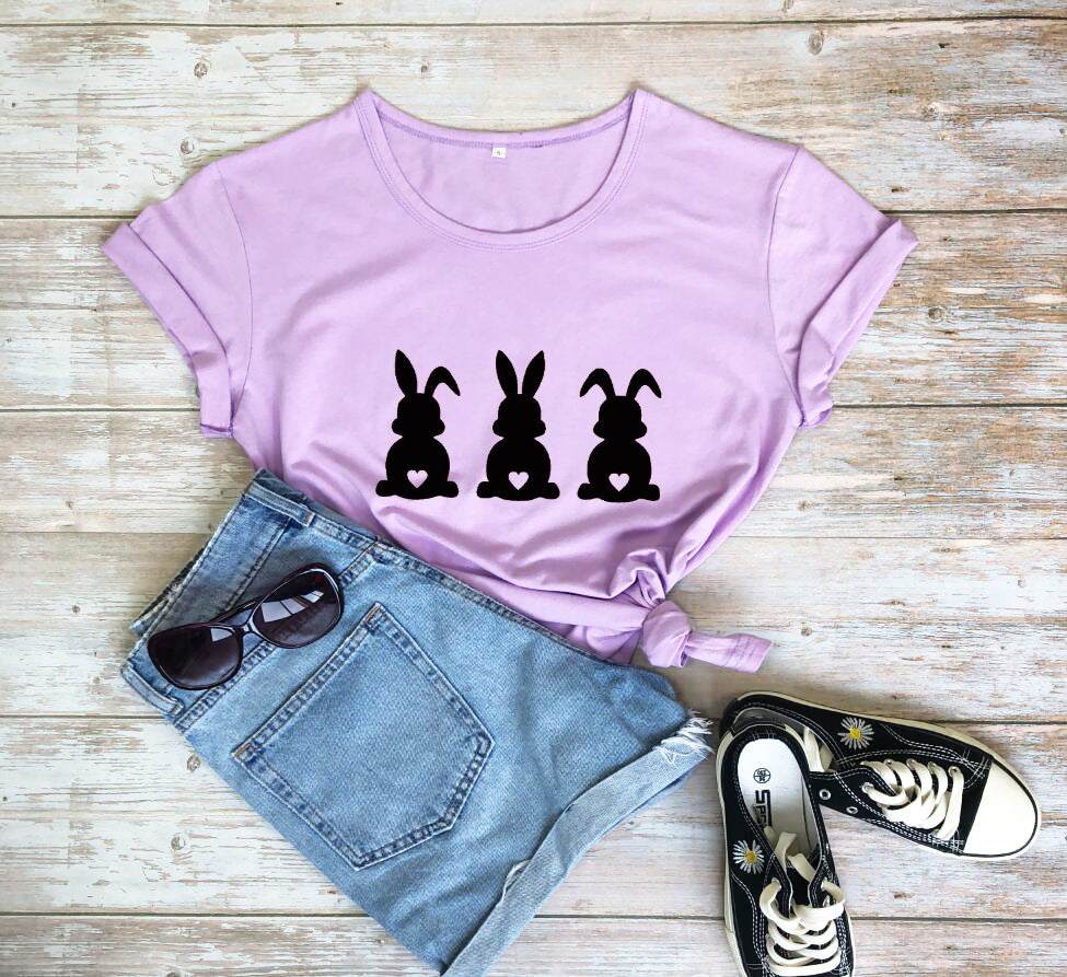 Easter Love Bunny Pattern Print Short Sleeve Set