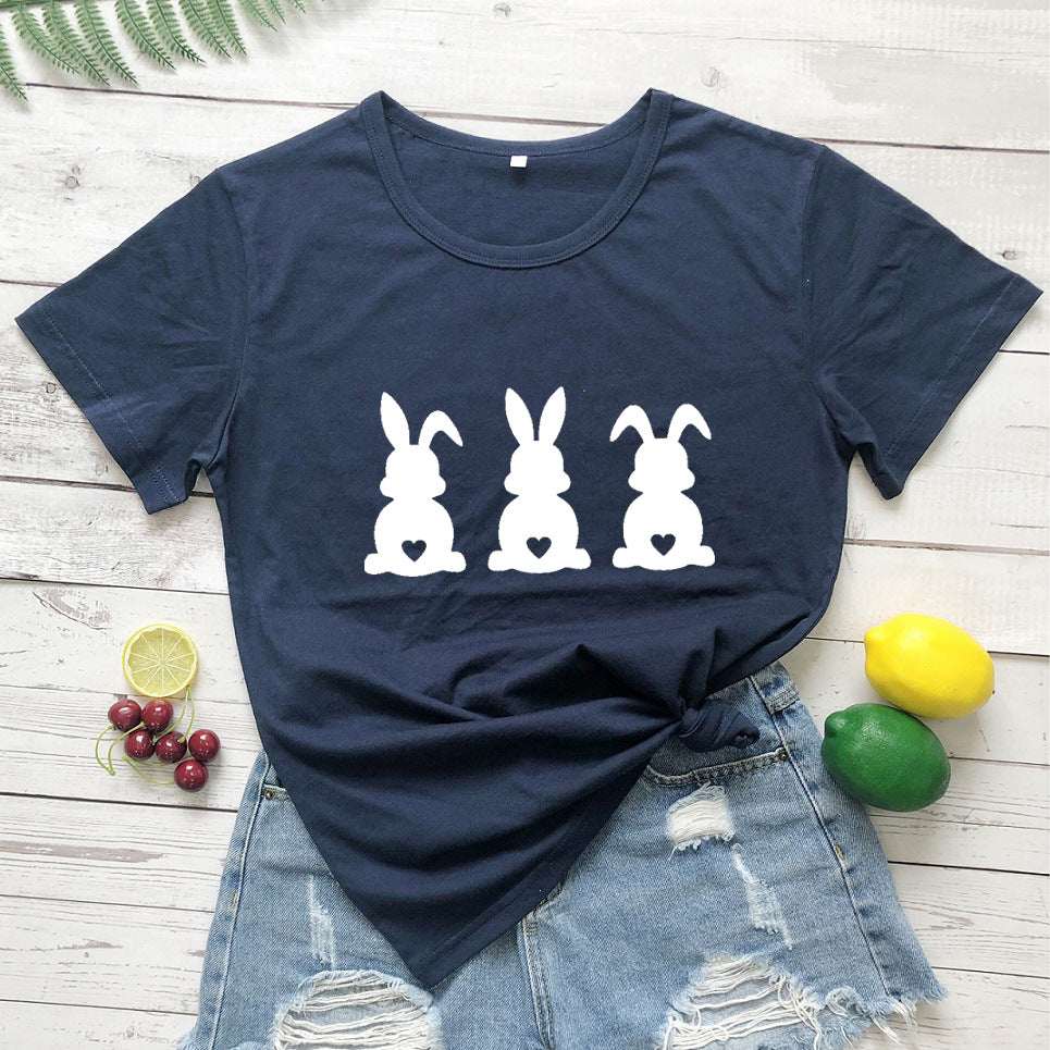 Easter Love Bunny Pattern Print Short Sleeve Set