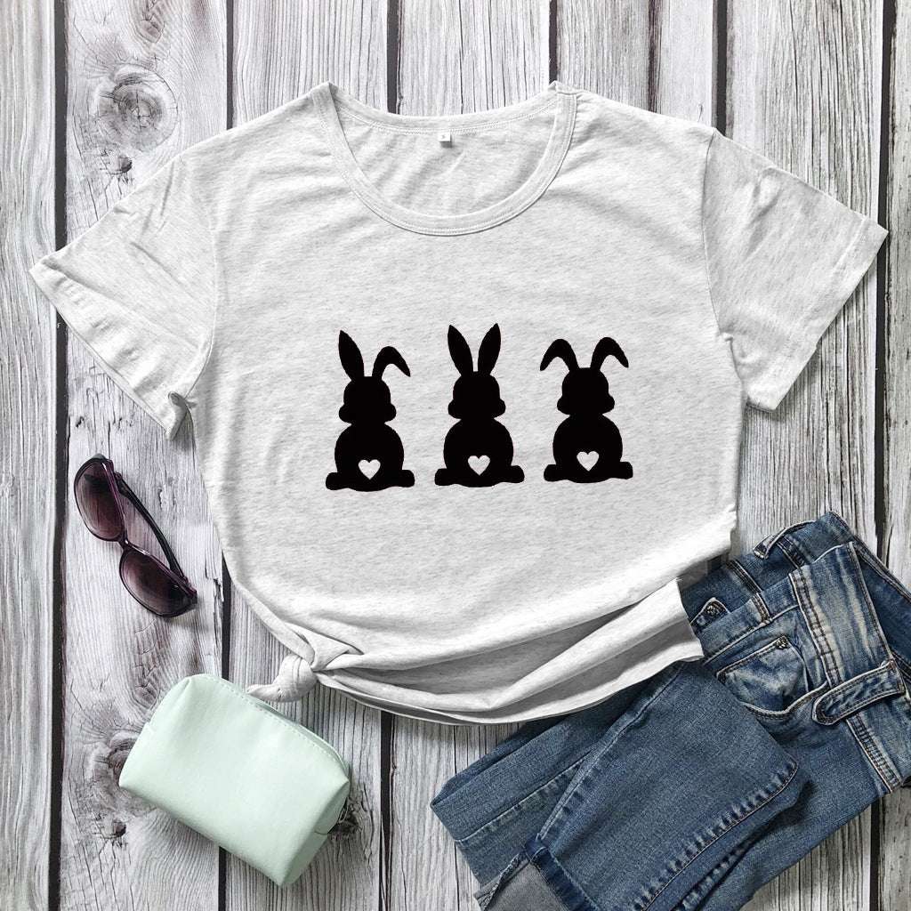 Easter Love Bunny Pattern Print Short Sleeve Set