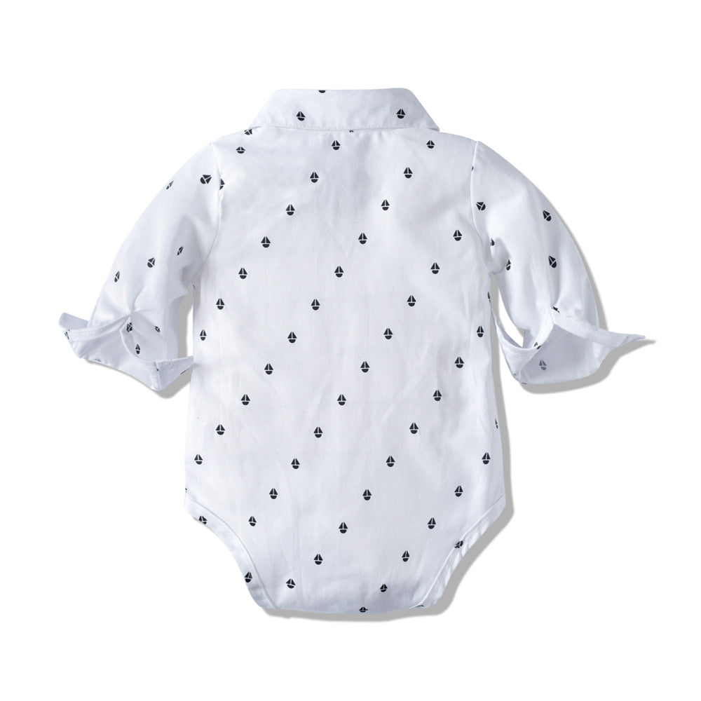 Baby Boy Long Sleeve Khaki Overall Suit Set