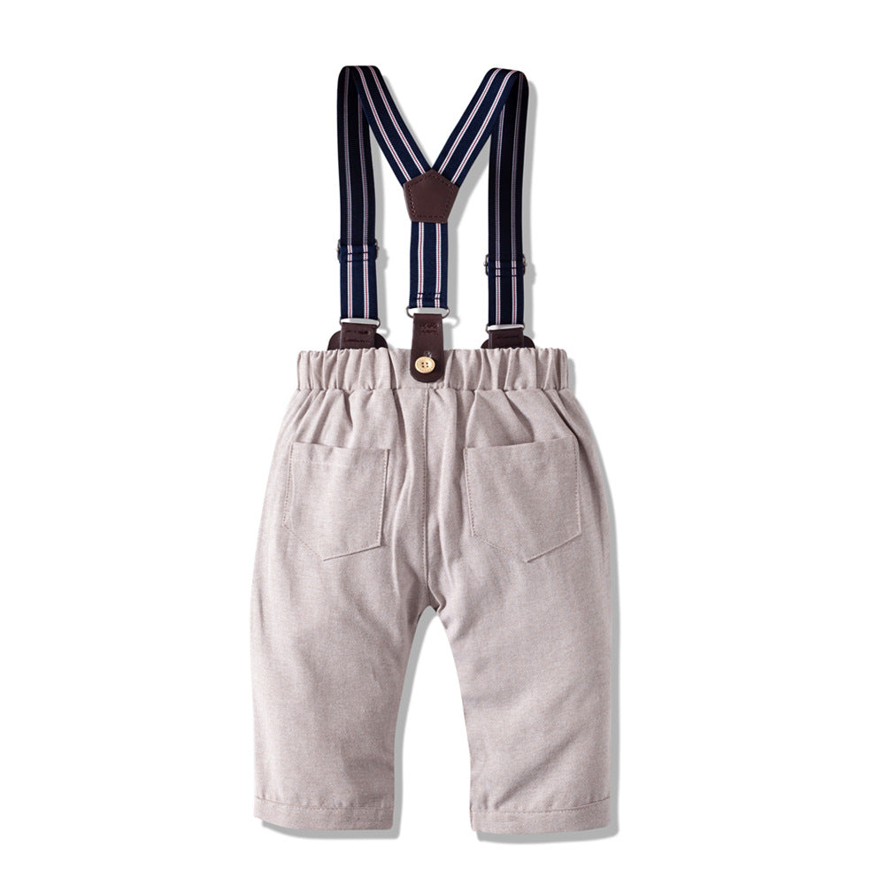 Baby Boy Long Sleeve Khaki Overall Suit Set