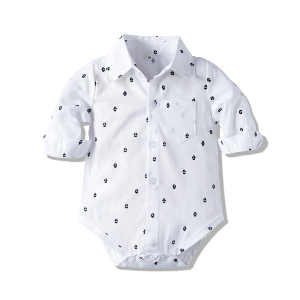 Baby Boy Long Sleeve Khaki Overall Suit Set