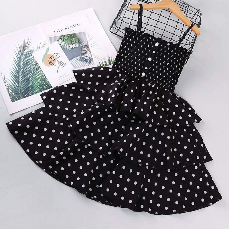 Girls Elegant Hello Polka Dot Dress