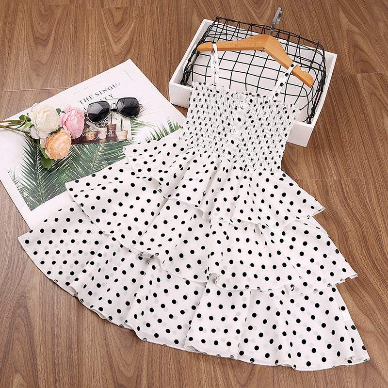 Girls Elegant Hello Polka Dot Dress