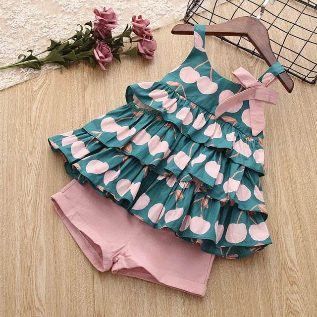 Girls Shirt Shorts Suit Set