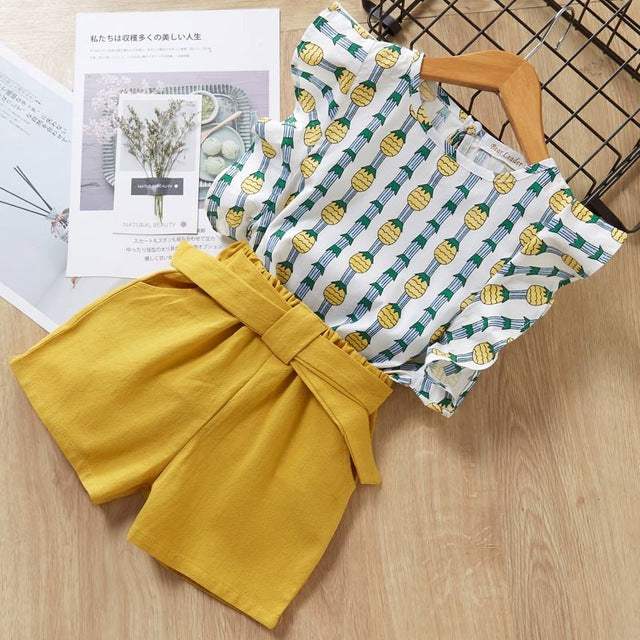 Girls Shirt Shorts Suit Set