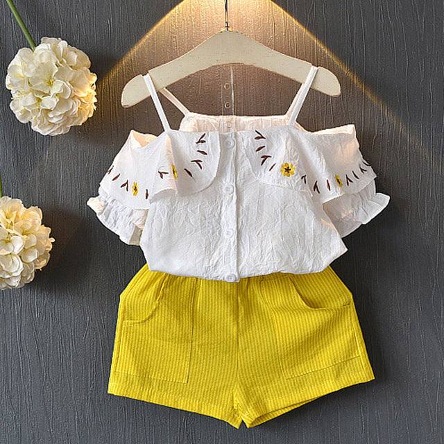 Girls Shirt Shorts Suit Set