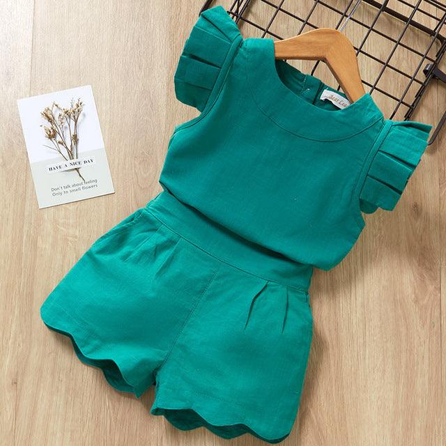 Girls Shirt Shorts Suit Set