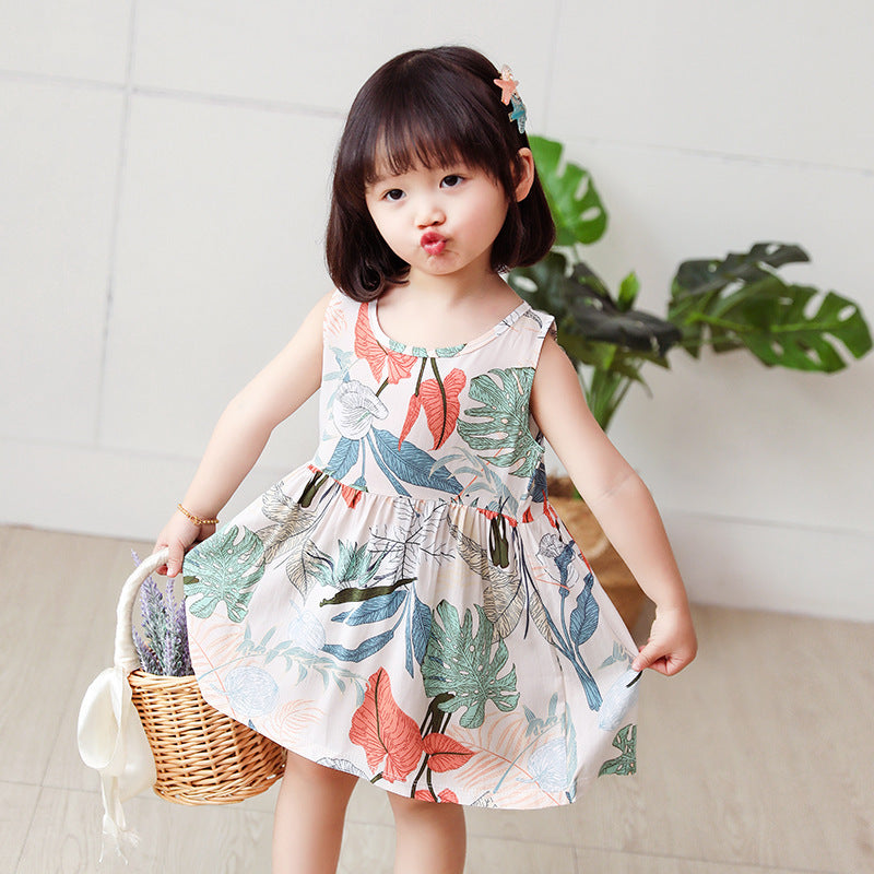 Girls Summer Tank Top Printed Dresses - Princess Floral Dress
