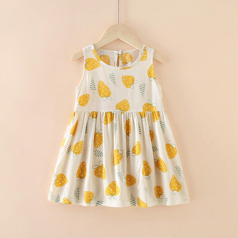 Girls Summer Tank Top Printed Dresses - Princess Floral Dress