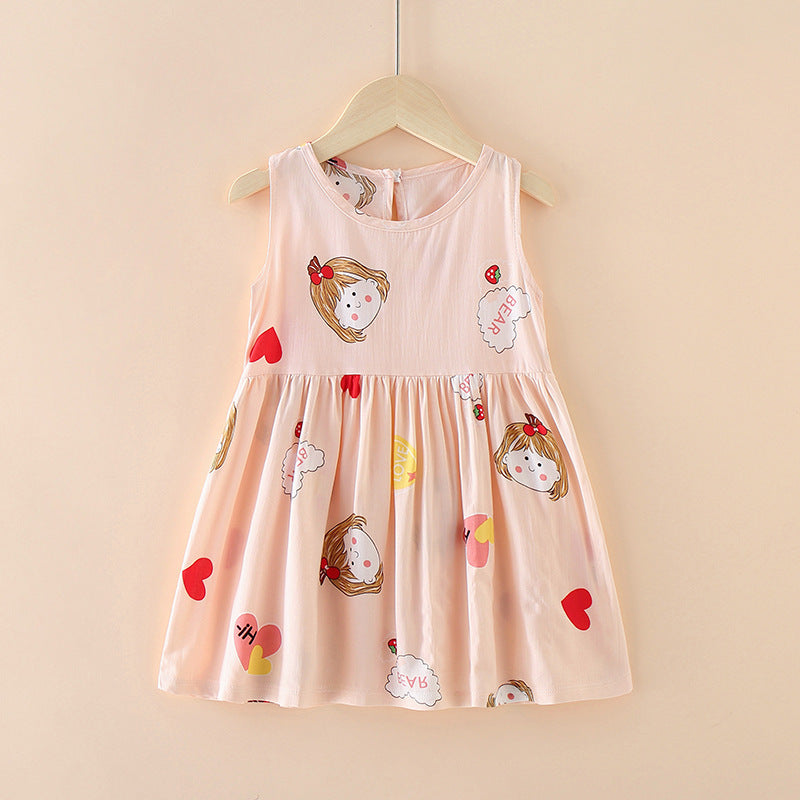 Girls Summer Tank Top Printed Dresses - Princess Floral Dress
