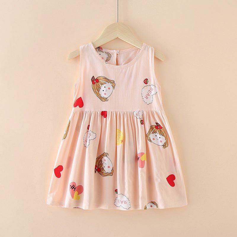 Girls Summer Tank Top Printed Dresses - Princess Floral Dress