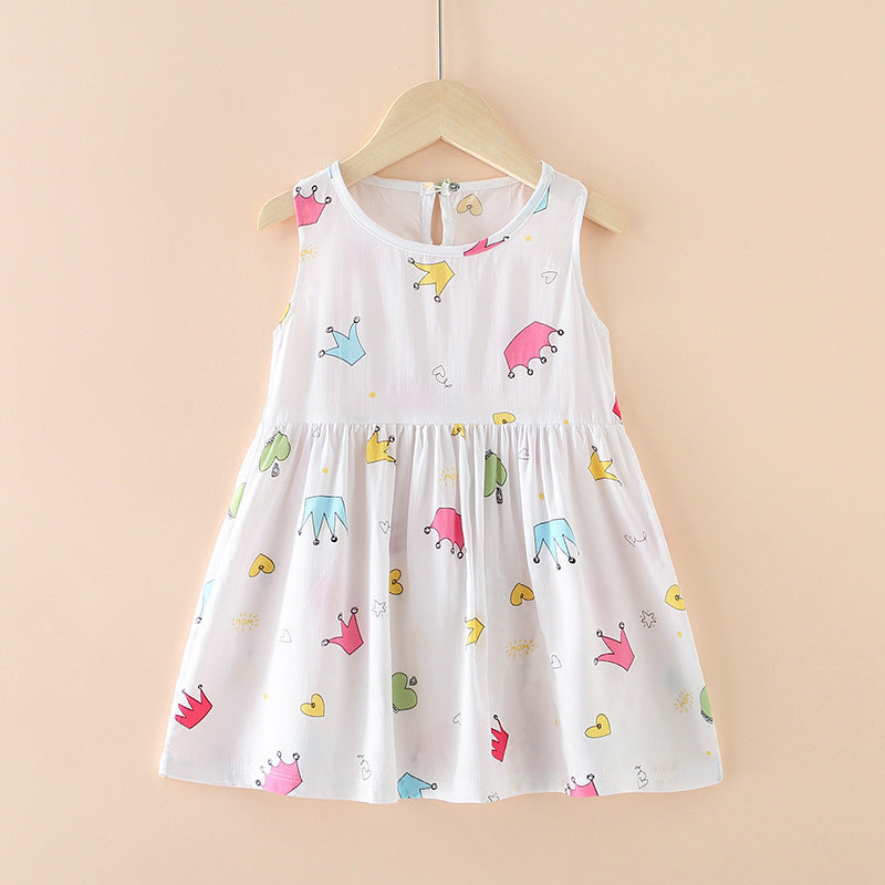 Girls Summer Tank Top Printed Dresses - Princess Floral Dress