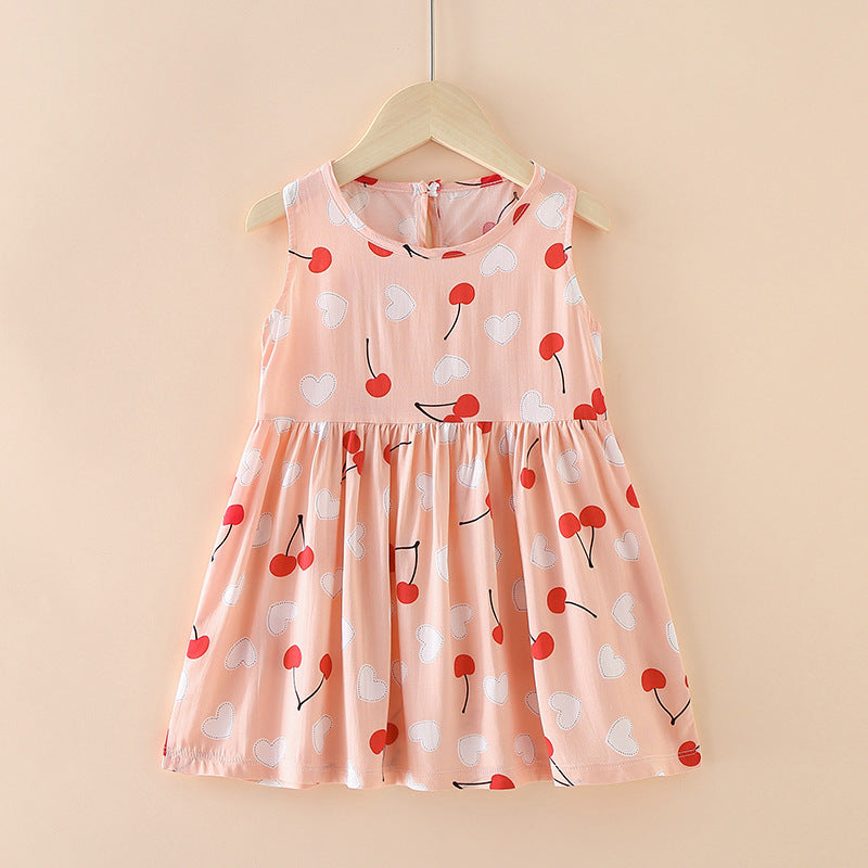 Girls Summer Tank Top Printed Dresses - Princess Floral Dress
