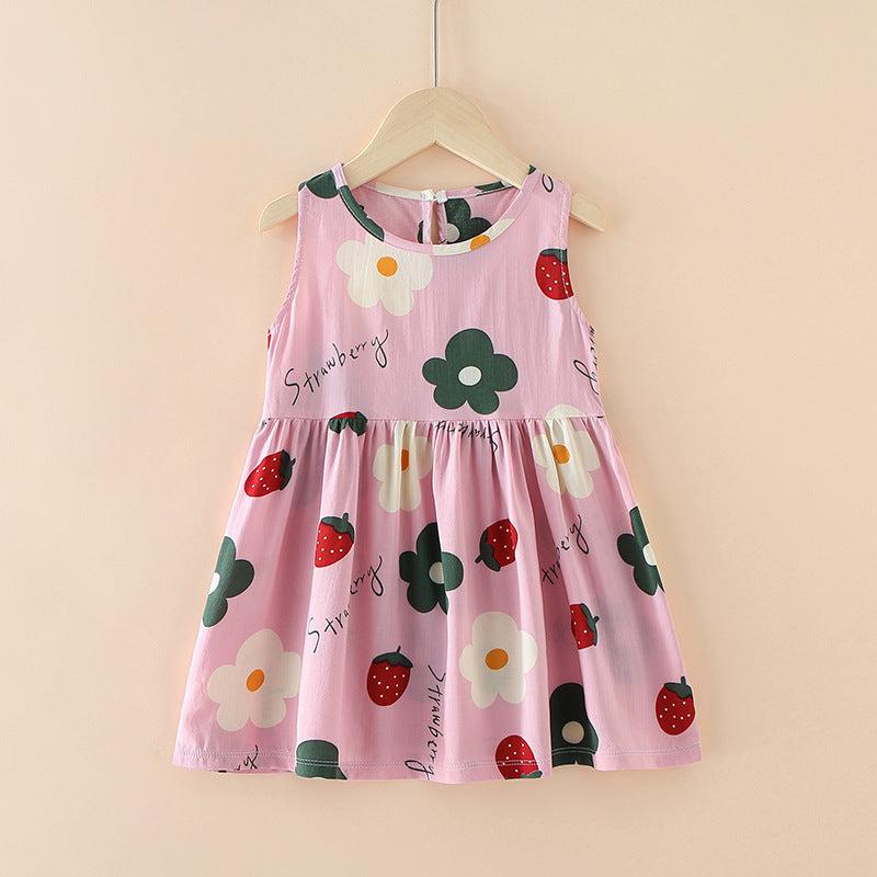 Girls Summer Tank Top Printed Dresses - Princess Floral Dress