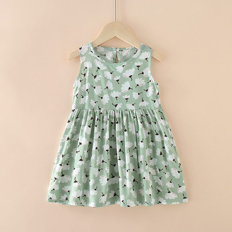 Girls Summer Tank Top Printed Dresses - Princess Floral Dress