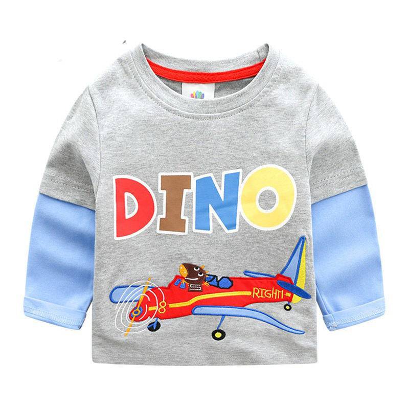 Boys Long Sleeve Cotton Cars Trucks Bus Striped Shirt