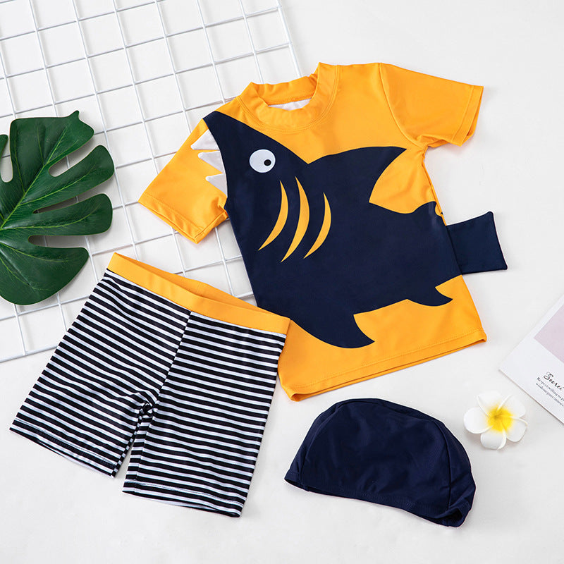 Boys Shark Short Sleeve Swimwear Set