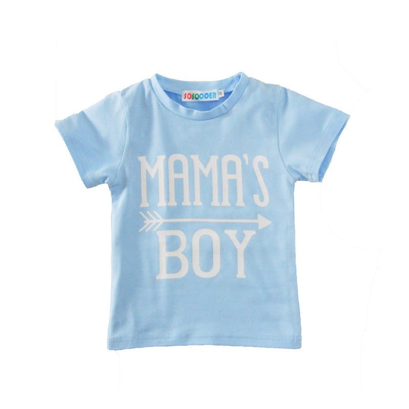 Mama's Boy Blue Letter Arrow Geometric Pants Baby Two-Piece Set