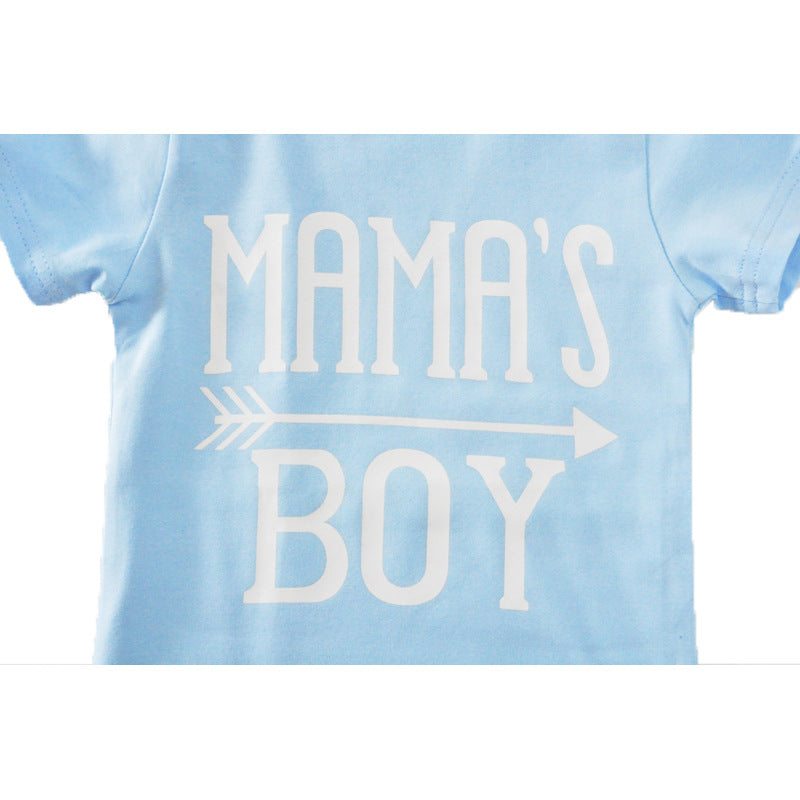 Mama's Boy Blue Letter Arrow Geometric Pants Baby Two-Piece Set