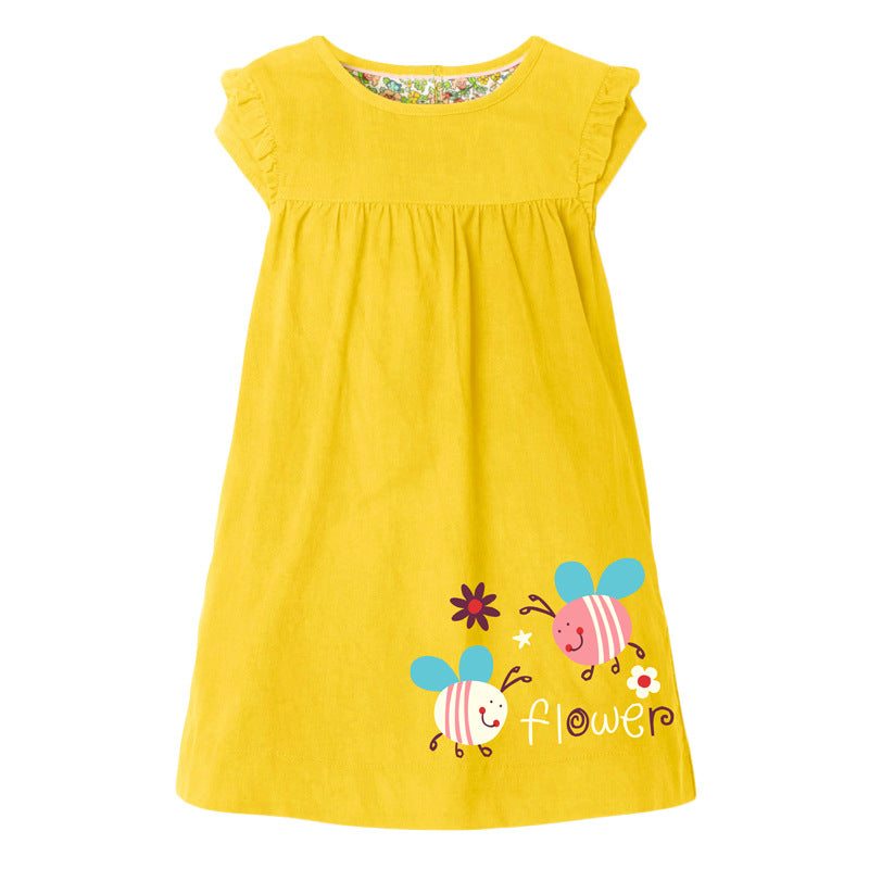 Girls Short Sleeve Bee Picnic Dress