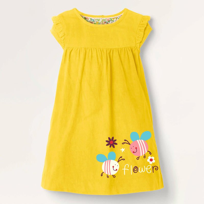 Girls Short Sleeve Bee Picnic Dress