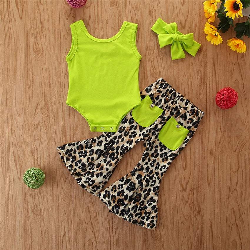 Romper And Leopard Flared Pants