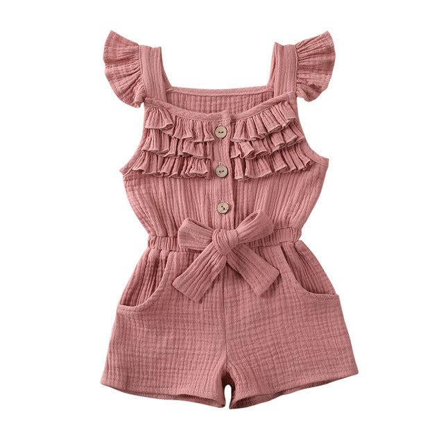 Linen Toddler Girl Romper