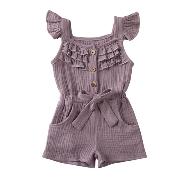 Linen Toddler Girl Romper