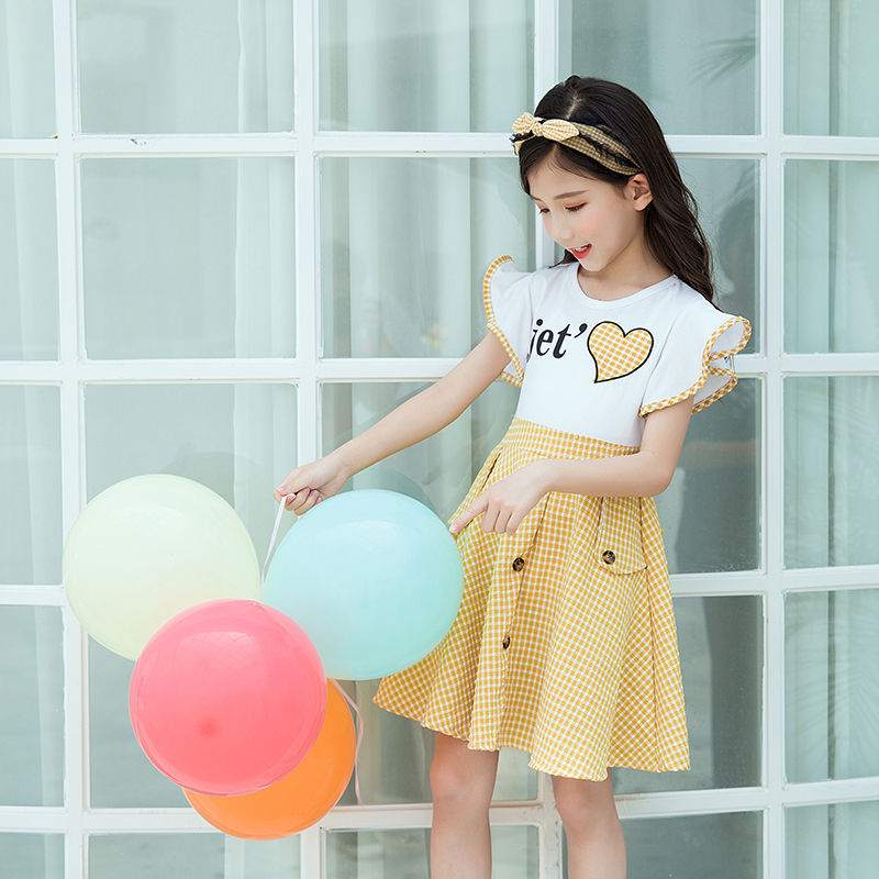 Girls Summer Plaid Style Love Dress
