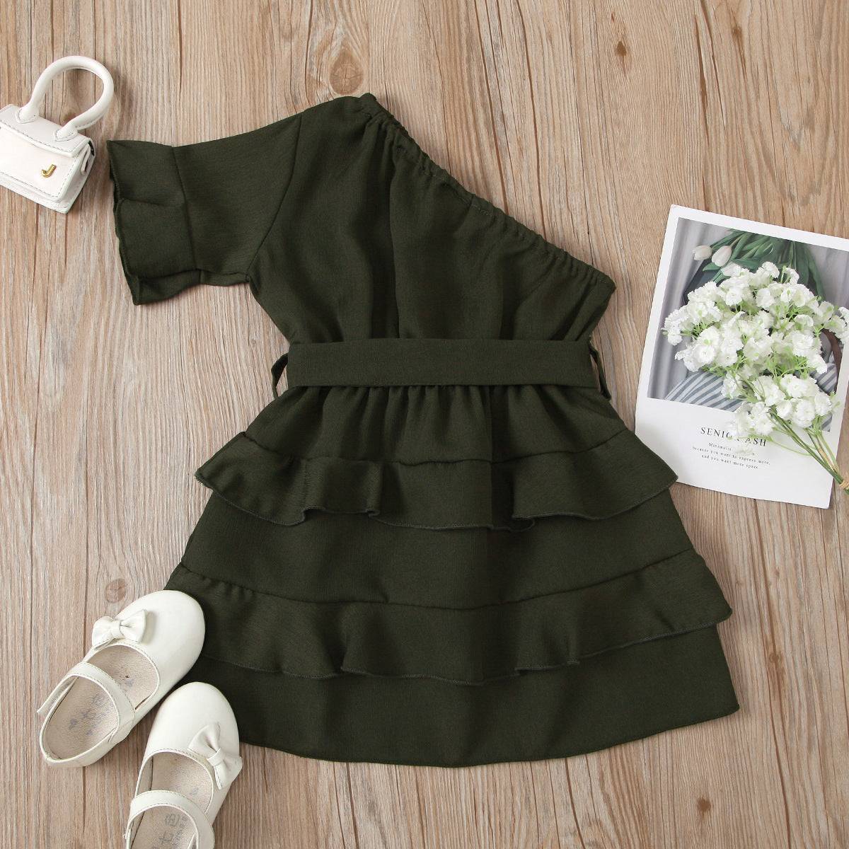 Summer Casual Girls One Sleeve Dress